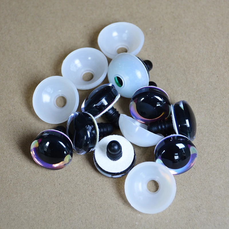 16pcs Glitter Toy Eyes 12-30mm Round Safety Eyes Doll Pupil Eyes with White Washer for Toys Amigurumi Doll Making Eyes