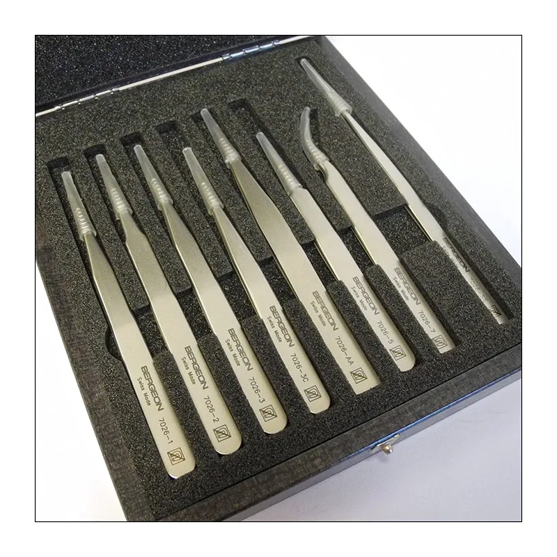 Bergeon 7026 Set of 8 Antimagnetic Tweezers B-Antimag