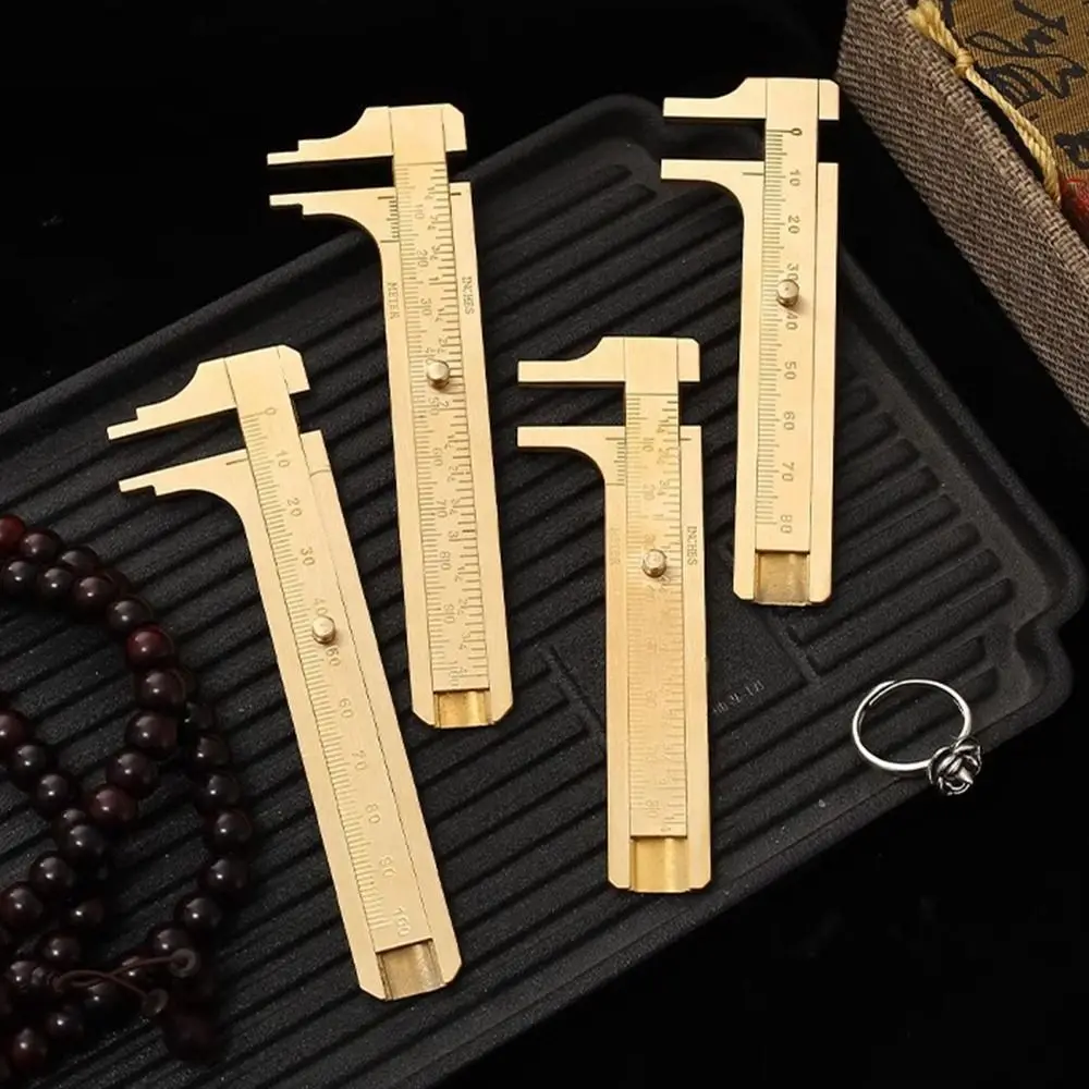 1Pcs New 80/100mm Brass Vernier Caliper Pocket Size mm/inch Slide Gauge Ruler Mini with Metric Imperial Scale Measuring Tool