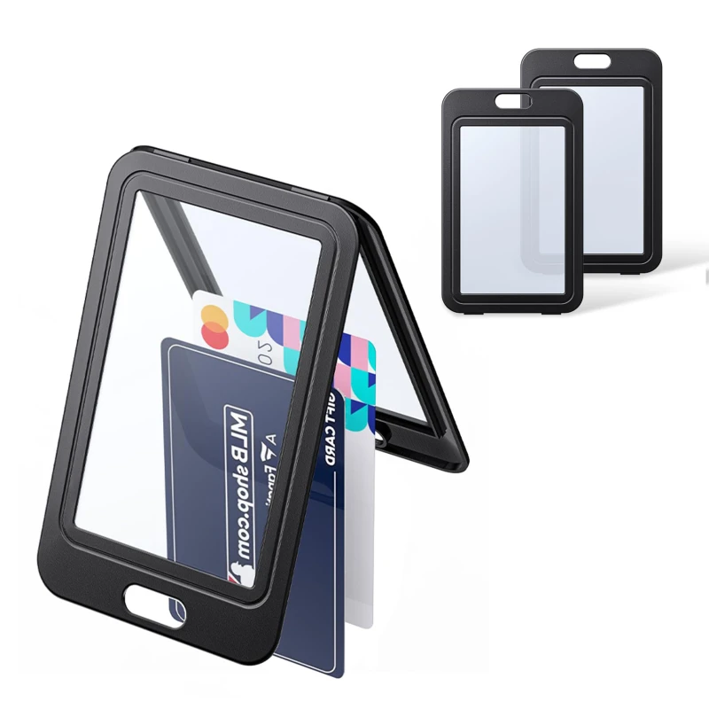 Card Protective Holders Double Sided Window Transparent Hard Plastic Work Permit Cards Cover Entry Permit Badge Chest Badge