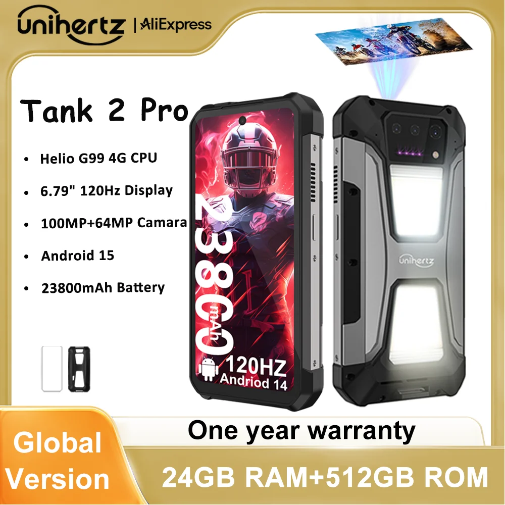 Smartphone Unihertz Tank 2 Pro 8849, 512GB, 100MP, Android 14