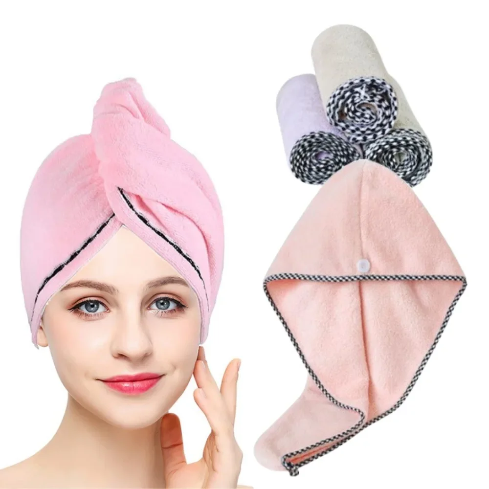 Hair Towel Wrap Fast Dry Women Bathroom Super Absorbent Bath Thicker Shower Long Curly Hair Cap Microfiber Wisp Dry Head Hair