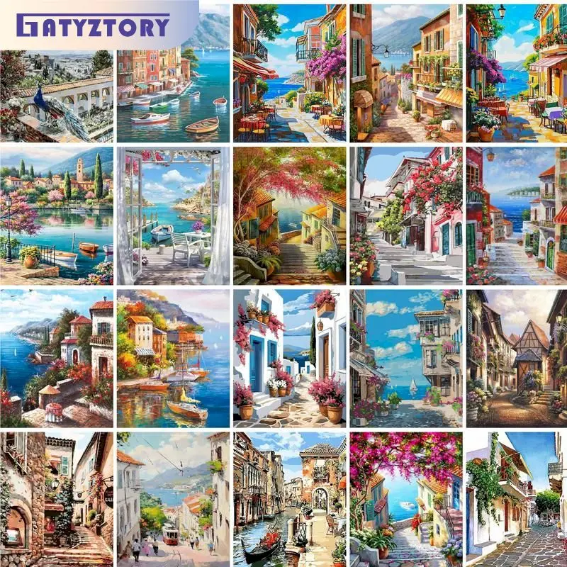 

GATYZTORY 60X75cm Paint By Numbers For Adults Seascape DIY HandPainted Oil Painting Landscape Picture Home Wall Decor Gift