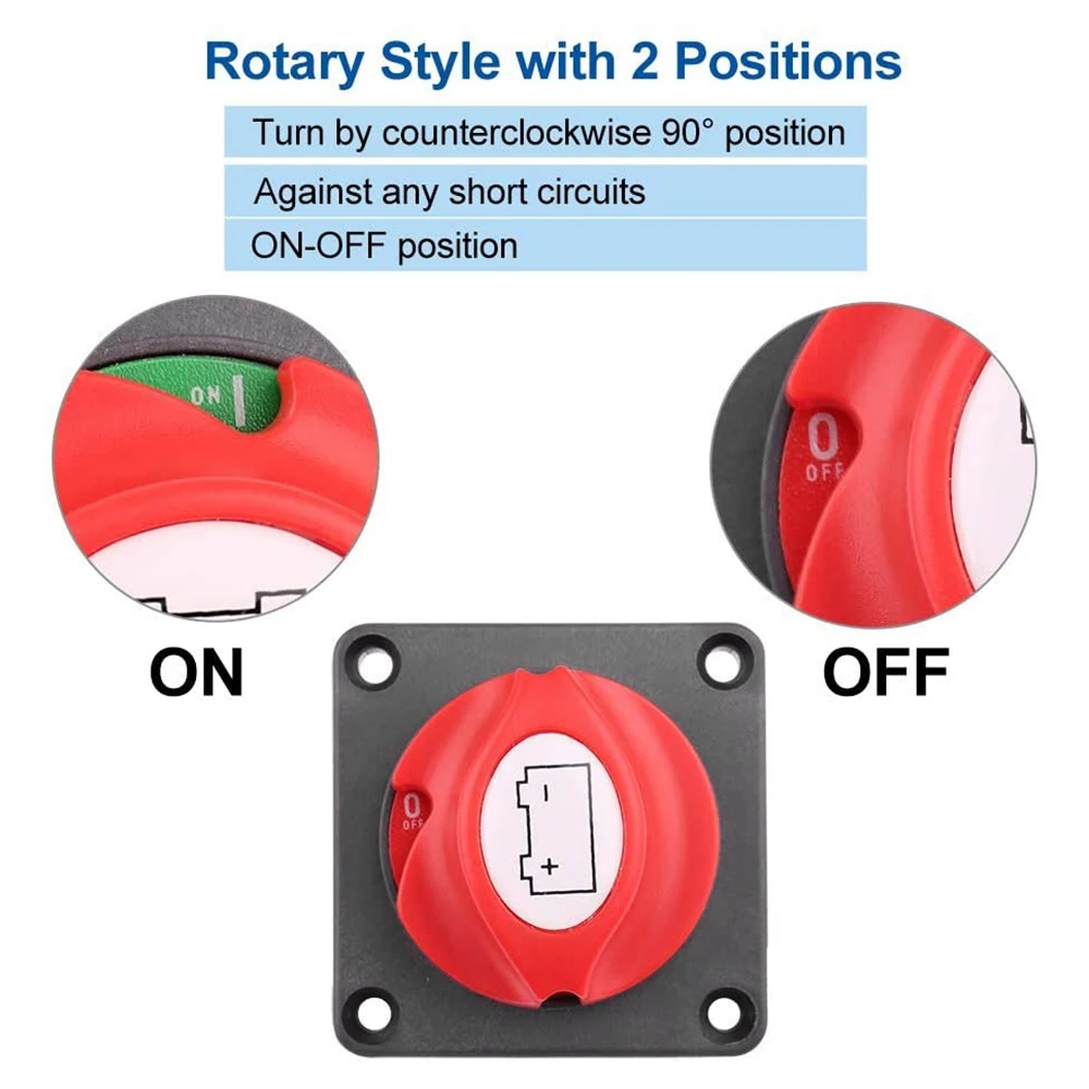 Battery Disconnect Switch Master Cut Shut Off Switch 12V 24V 48V for Marine Boat RV Waterproof Battery Isolator