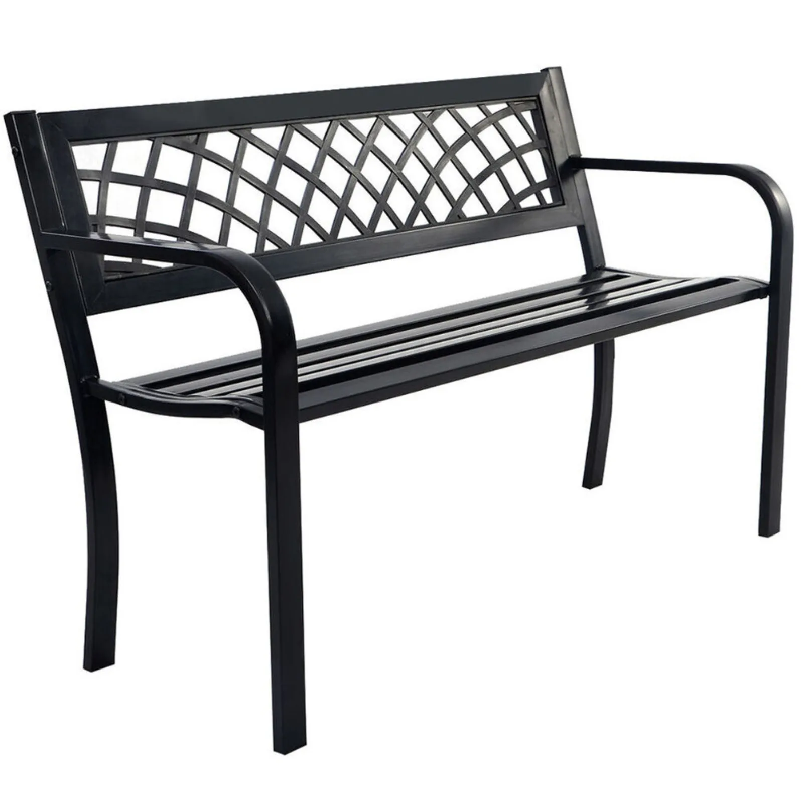 

US Patio Park Garden Bench Porch Path Chair Outdoor Deck Steel Frame New 545