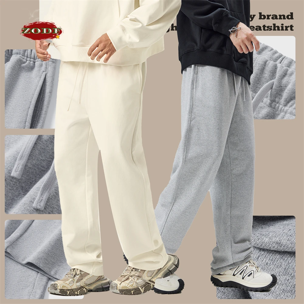 ZODF 2025 Winter Man Basic 420gsm Straight Pants Unisex Loose Clean Fit Sport Trousers Brand Streetwears HY0061