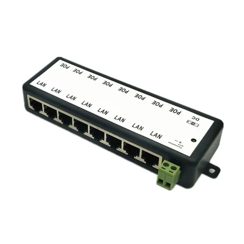 

POE Splitter with LED Power Light DC12-48V POE Injector for CCTV POE Camera Power Over Eth 10/100Mbps 8 LAN Port