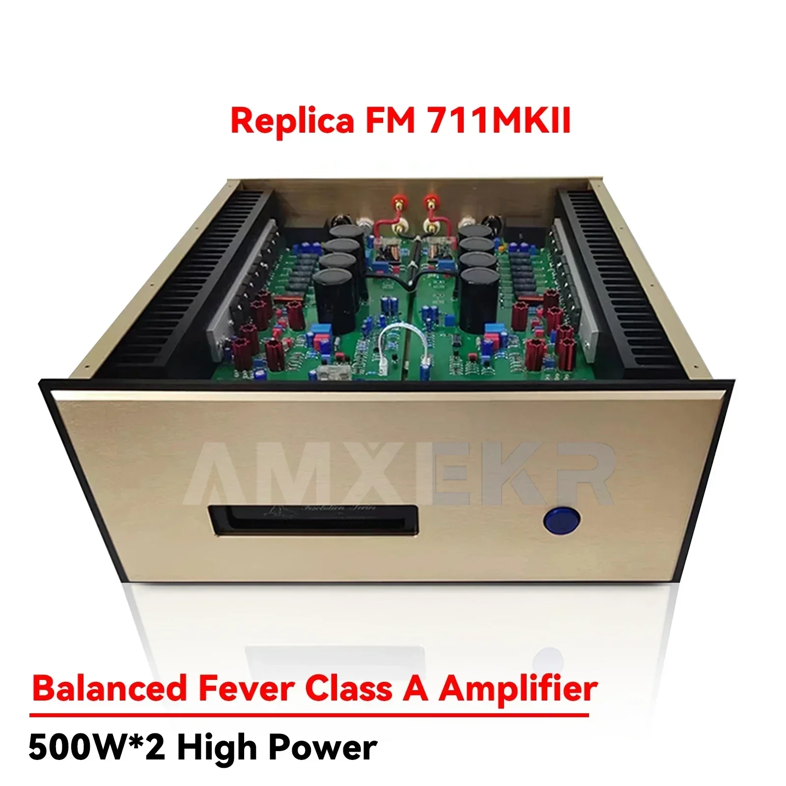 AMXEKR Reproduction FM711 MKII Power Amplifier Class AB 250W*2 HiFi Home High-end Power Amplifier 1:1 Reproduction 100dB