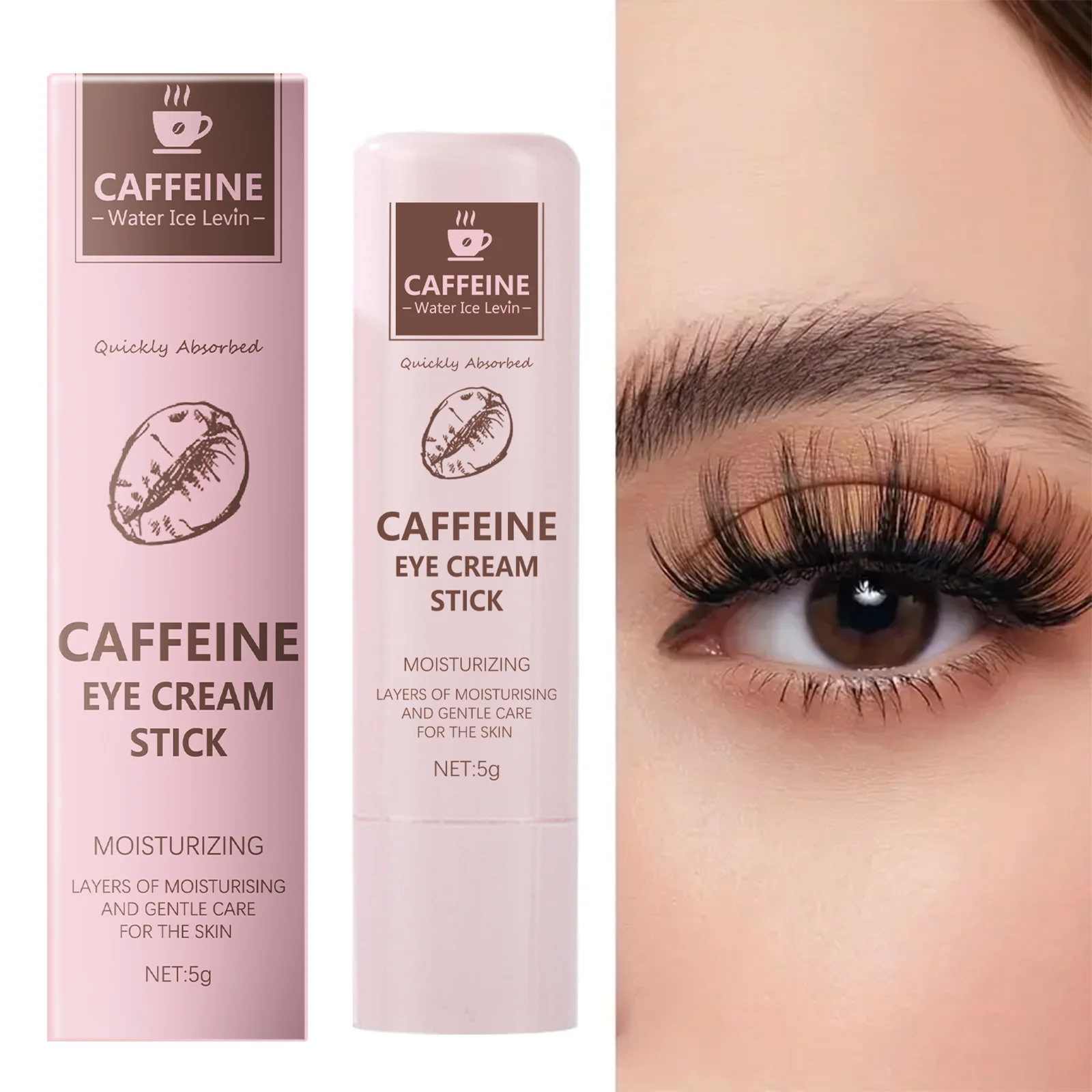 Water Ice Levin Caffeine Eye Cream Stick Moisturizing Nourishing Glycerin Tocopherol Cocoa Seed Butter Quickly Absorbed 5g