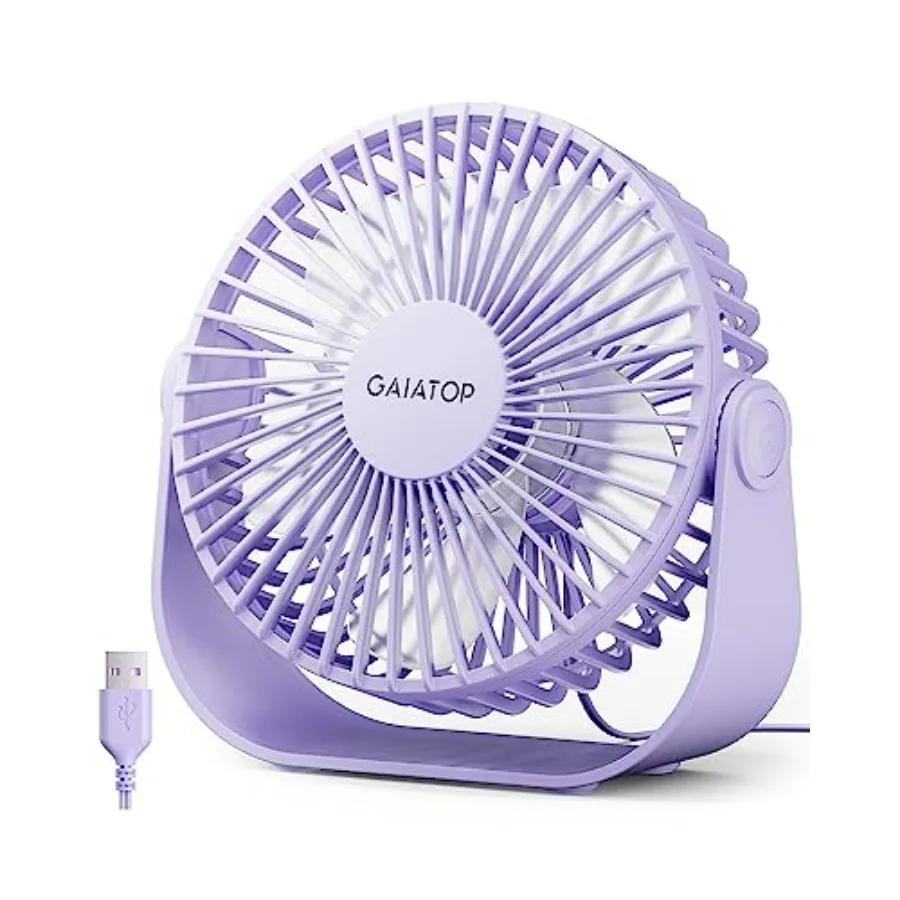 

USB Desk Fan, 3 Speeds Strong Airflow, 5.5 Inch Portable 90° Rotate Quiet Cooling, Small Personal Table Fans for Bedroom Home O