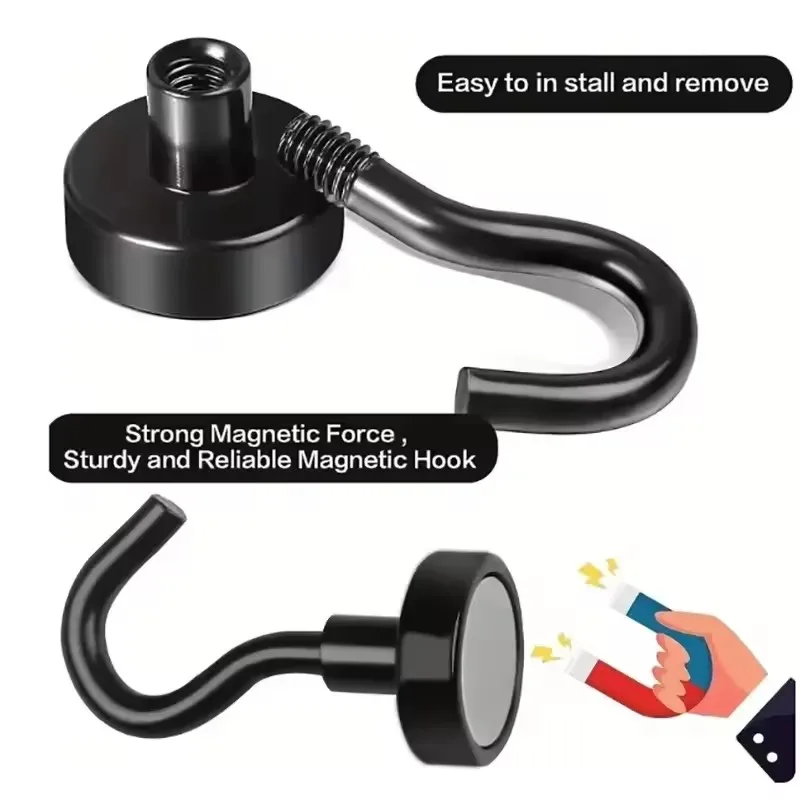 20 Stück schwarze Magnethaken, 25 Pfund stark, hochbelastbare Kreuzfahrtmagnet-S-Haken zum Aufhängen, für Kabinen, Grill, Küche, Garage, Arbeitsplatz – Detail 2