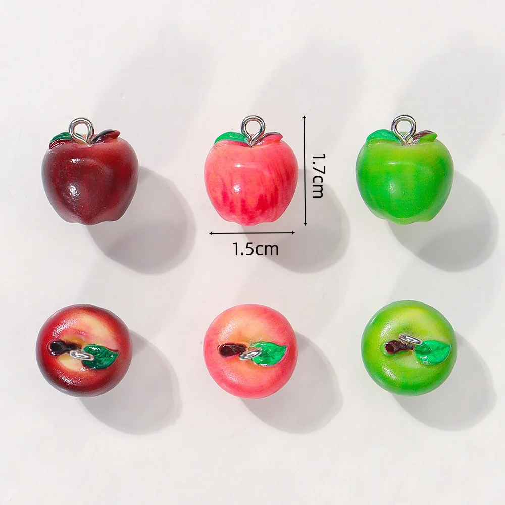 10 Stück Simulierte Apfel-Harz-Anhänger, dreidimensionale Fruchtanhänger für DIY-Ohrringe, Halsketten, Schmuck und Schlüsselanhänger-Zubehör – Detail 7