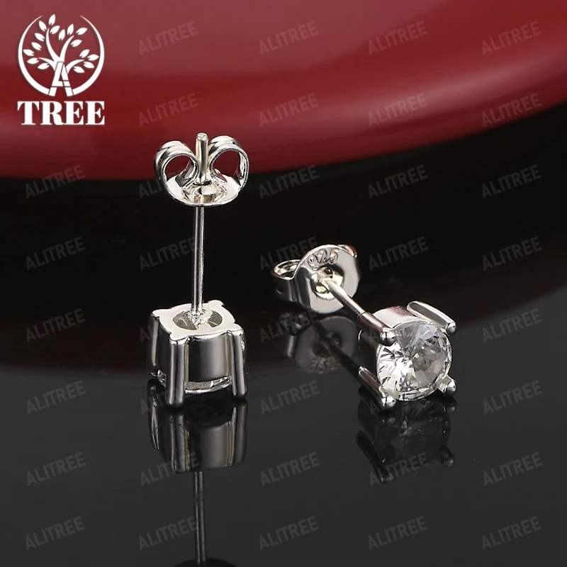 

Elegant 925 Sterling Silver Round Zircon Stud Earrings Women's Party Engagement Wedding Birthday Accessories Men Simple Jewelry