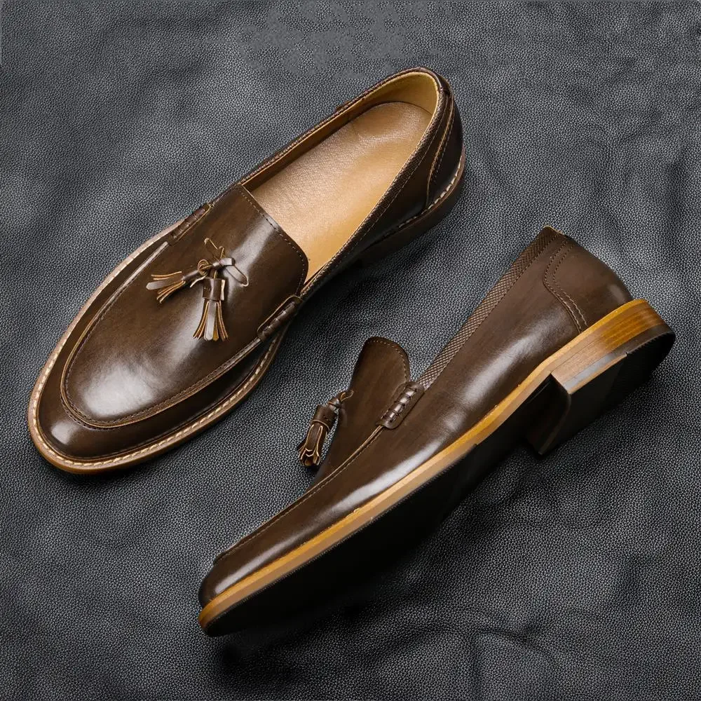 Męskie buty w stylu amerykańskim Wygodne modne luksusowe mokasyny Męskie skórzane buty # Al701