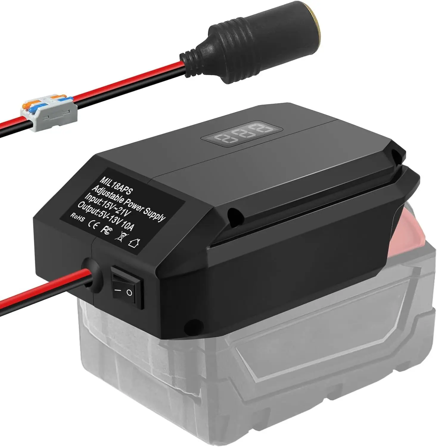 Step Down Converter For Milwaukee Adaptador de Bateria Power Wheel Adapter Todos os Aparelhos do Carro Carro Uso Frigorífico 18v a 12v