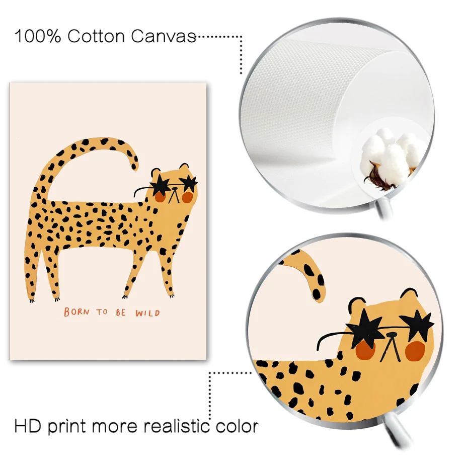 Cartoon Mouse Cheetah Rabbit Bear Unicorn Wall Art Canvas Painting Nordic Posters And Prints Wall Pictures Baby Kids Room Decor