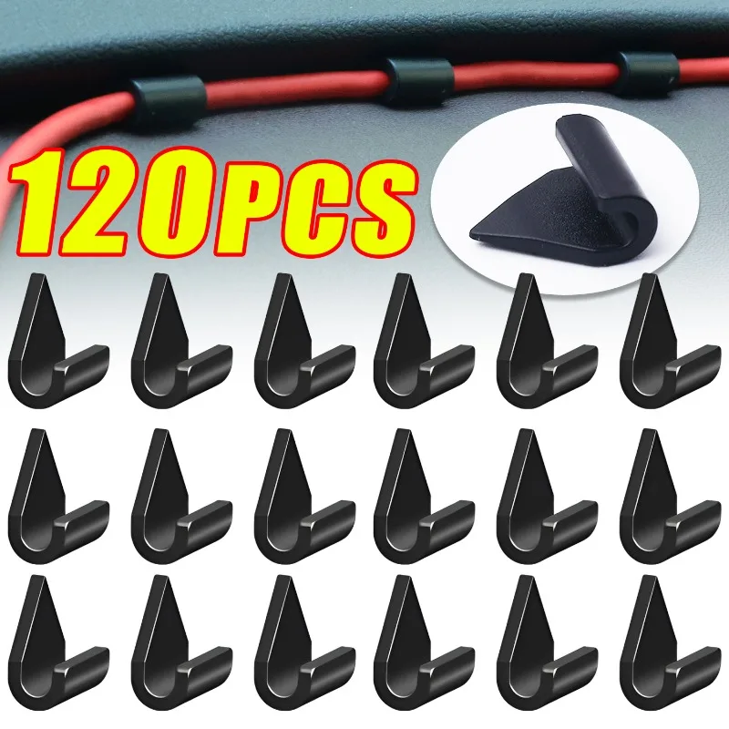 

USB Data Cable Holder Fixer Black Car Wire Management Clip Universal Dashboard Desk Cord Organizer Finishing Buckle Accessories