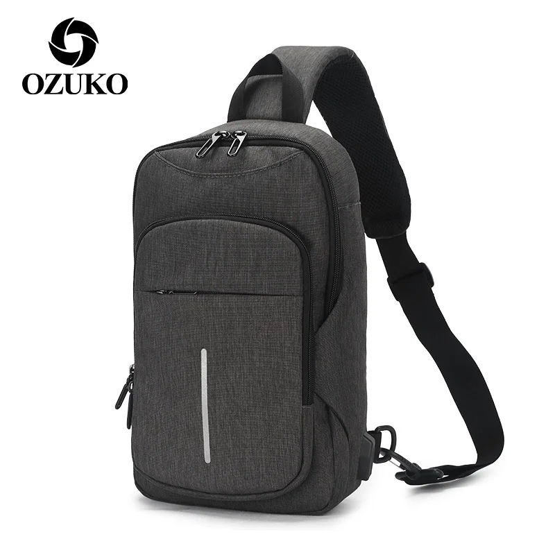 

Chest bag for Men Messenger Chest Bag Pack Casual Bag Waterproof Oxford Single Shoulder Strap USB Charging Pack bag