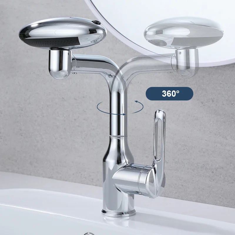 Imagem -02 - Universal Multi-function Spray Faucet Waterfall Basin Faucet Torneira Misturadora de Água Quente e Fria Modos de Saída de Água Rotação 360 ° em 1