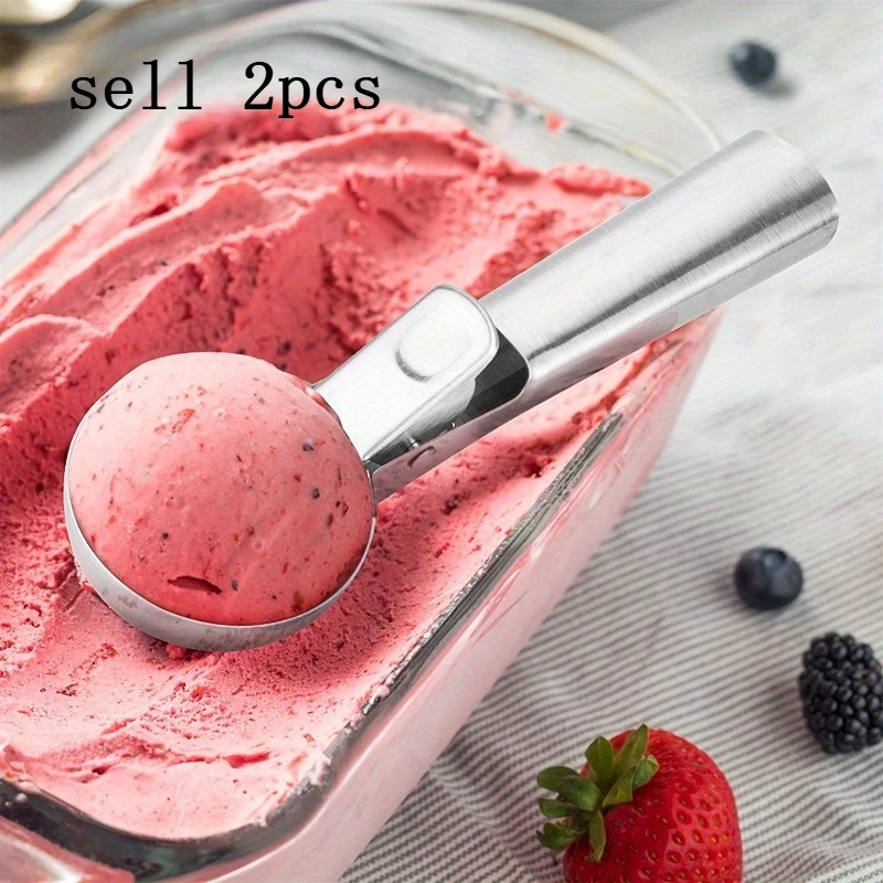 2PCS Ice Cream Spoon Thickened Stainless Steel Spoon Commercial Ice Cream Spoon Digger Household Watermelon Spoon Ice Cream God