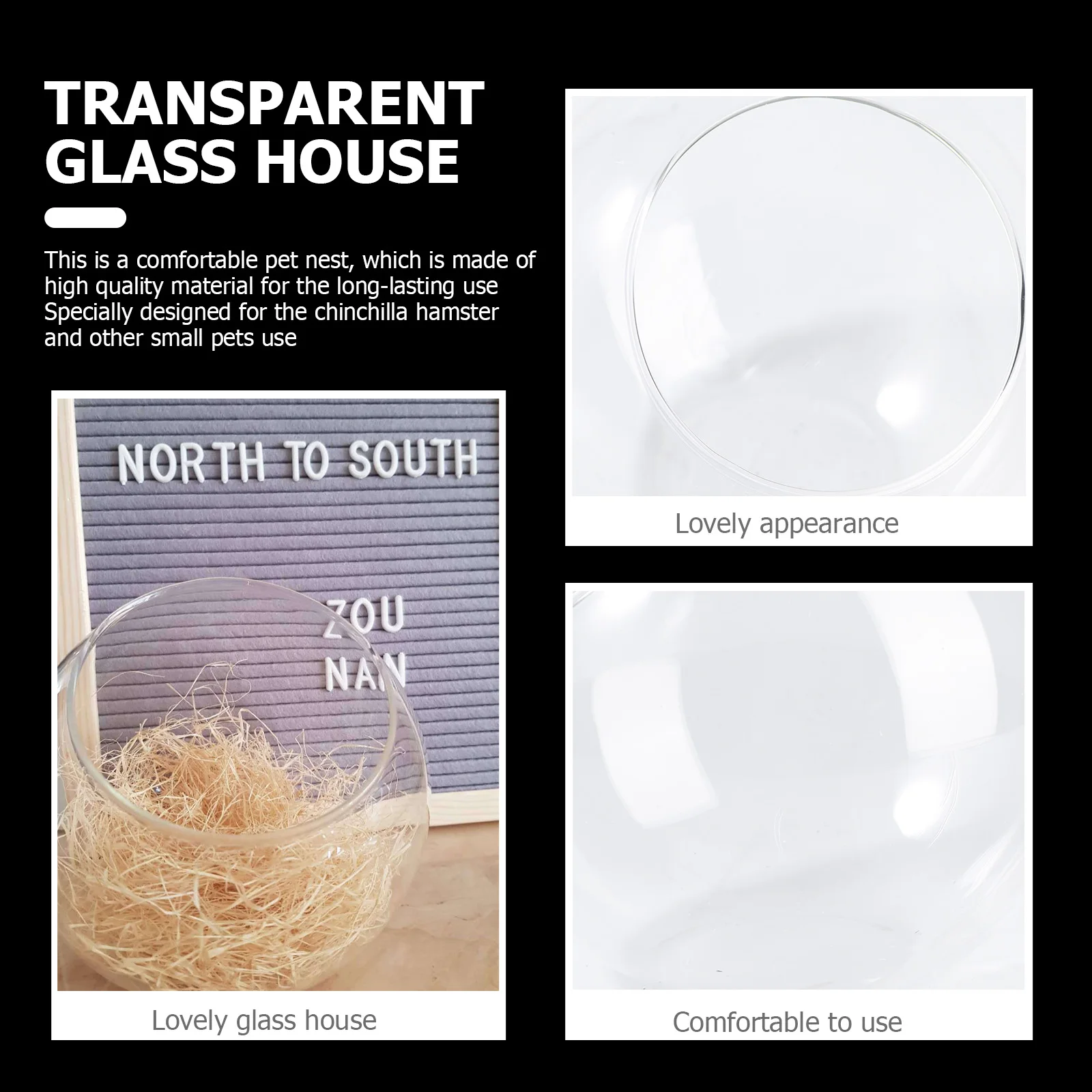 

1Pcs Adorable Glass Pet Hut Comfortable Nest for Hamsters Chinchillas Small Animals Cool Resting Place Unique Appearance