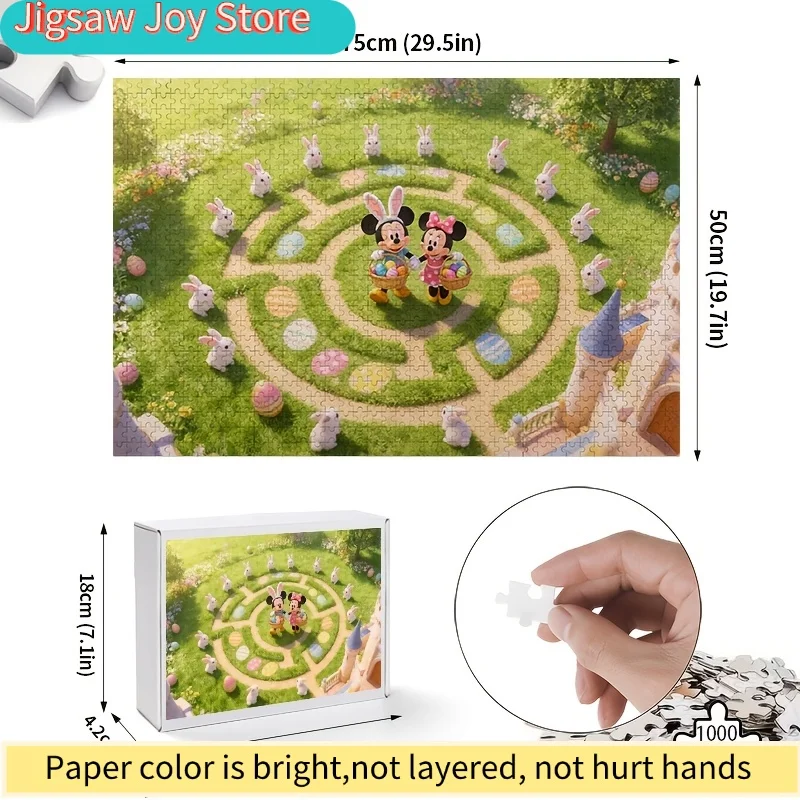 1000 pièces de puzzle labyrinthe Disney Mickey & Chasse aux œufs de Pâques - Jeu adapté à la cohésion familiale, aux activités de printemps et à l'utilisation