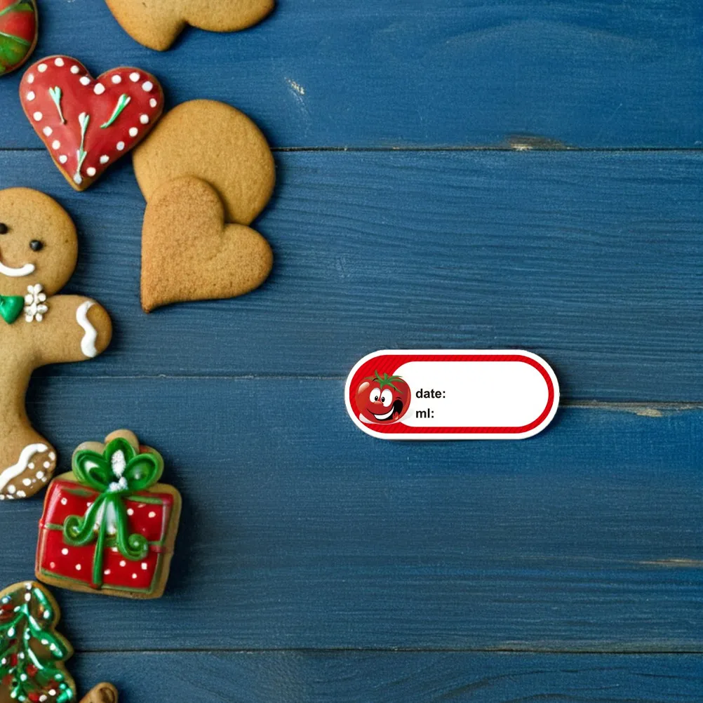 

250Pcs Non Adhesive Date Stickers Food Labels Cute Cartoon Design for Kitchen Home Restaurant Supermarket Game Day Roll Stickers