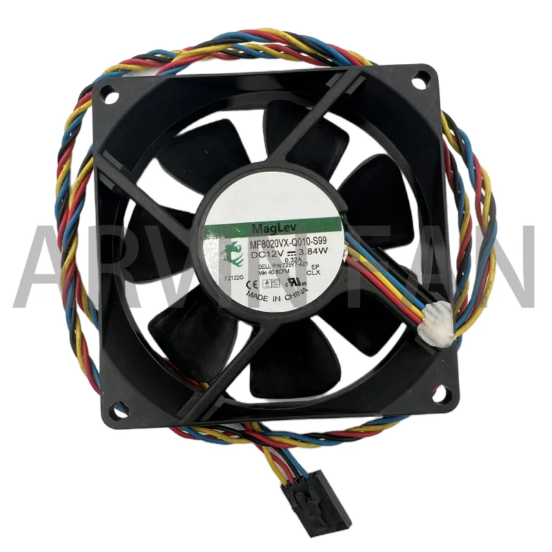 Ventilateur de refroidissement original du MF80201VX-Q010-S99 8020 de serveur de 80mm avec 12V 3.84W 80*80*20mm 4 fils 5Pin 725Y7