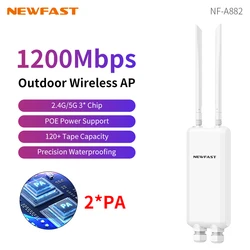 Roteador de rua de antena WiFi de longo alcance Ponto de acesso externo Repetidor extensor AP Gigabit de alta potência 1200Mbps, 2.4G e 5G