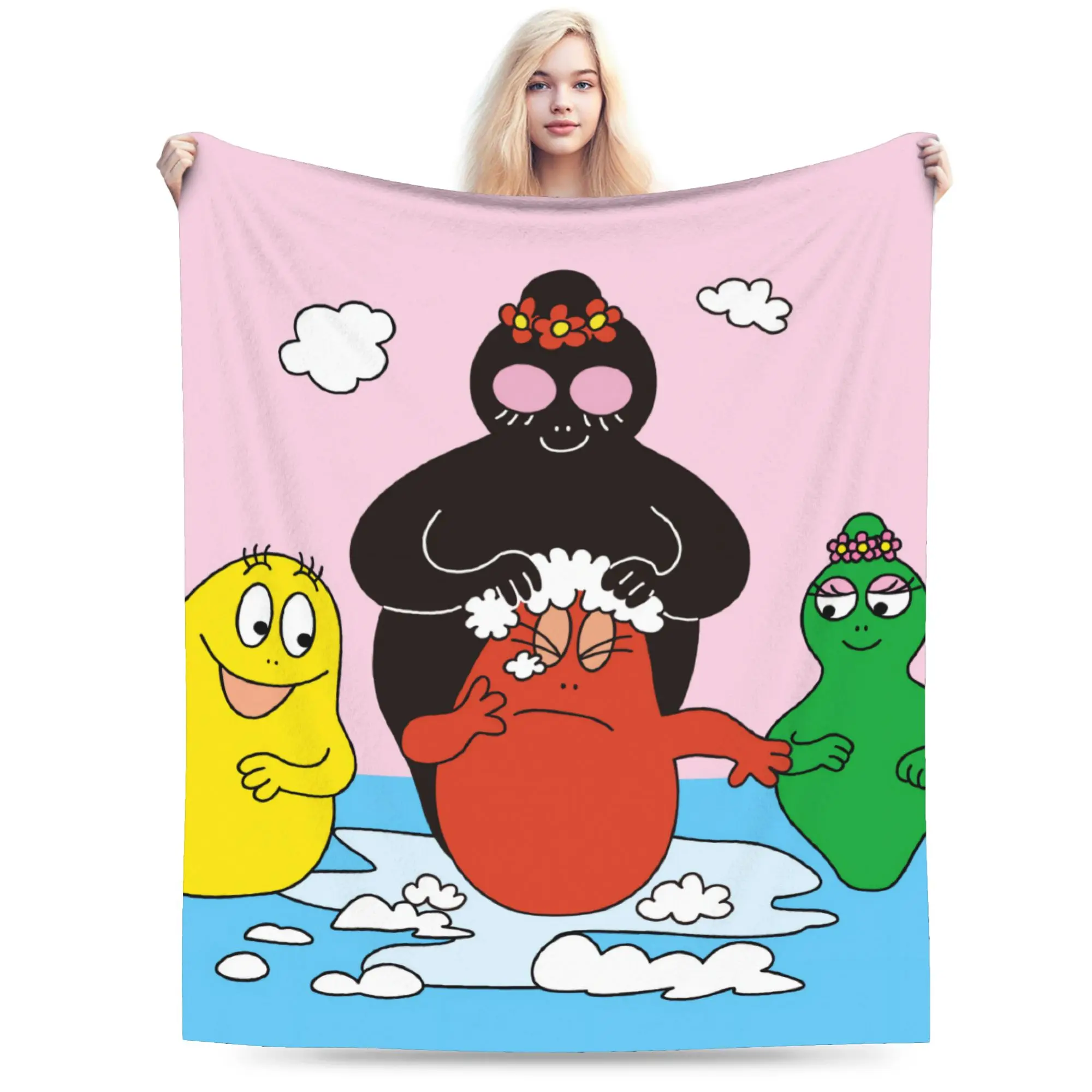 Barbapapa Barbamama Blanket  Soft Funny Plush Throw Blanket For Couch Chair Picnic Flannel Bedspread Bed Cover