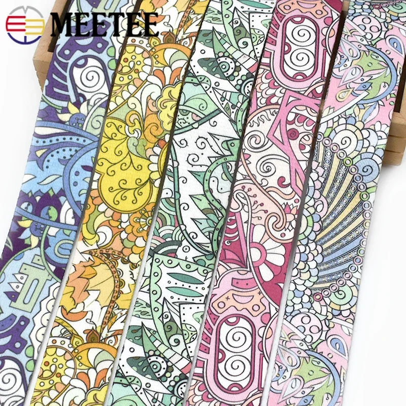 2-10M Meetee 38mm Nylon Webbing Ribbon Printed Tape Belt Strap Dog Pet Collar Leash Rope Band for Sewing Clothes Accessories