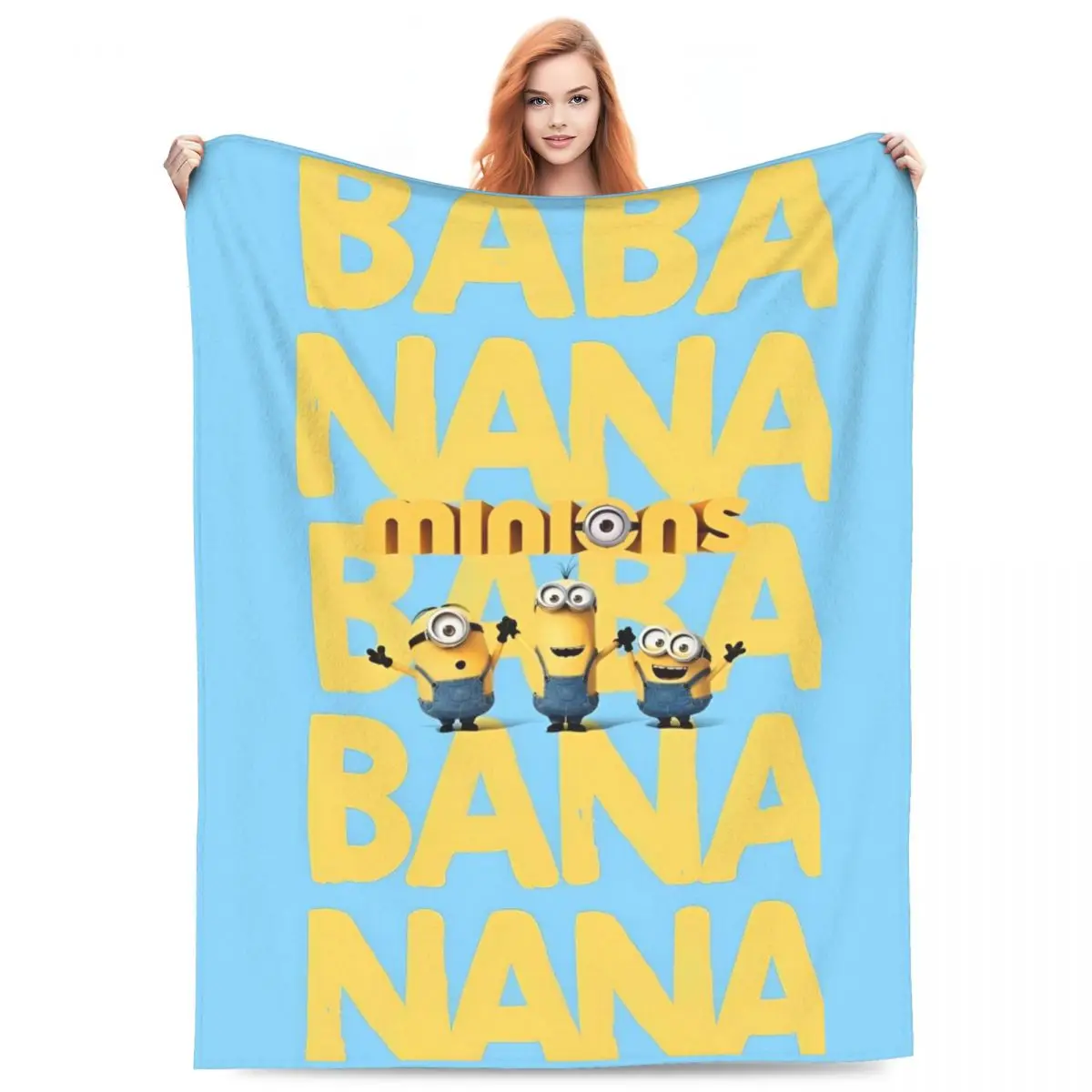 M- Minions Flannel Blanket Warm Soft Throw Blanket for Living Room Camping Fluffy Bedspread Sofa Bed Cover