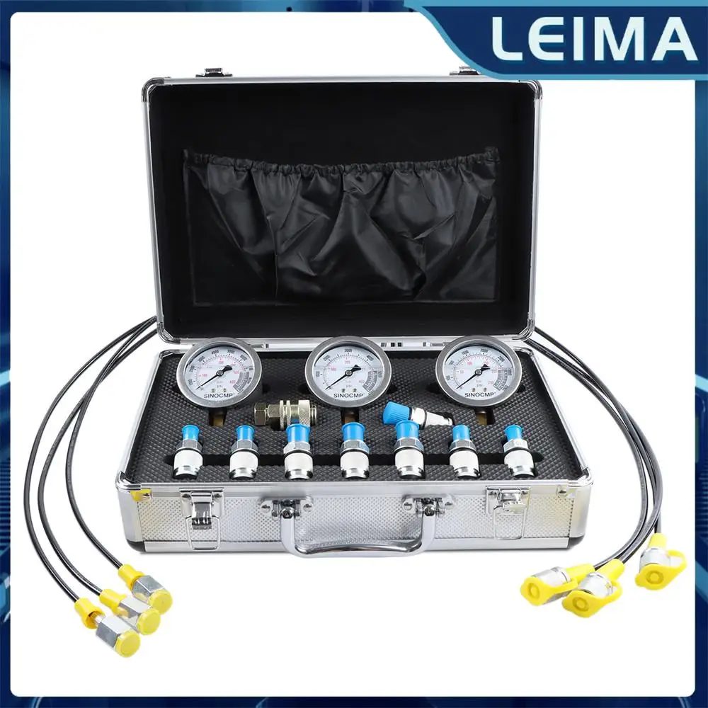 Hydraulic Pressure Test Kits Excavator Hydraulic Test Gauge Sets with Carrying Case for CAT Komatsu Excavator Tractors Machinery