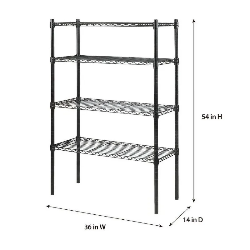 Hyper Tough 4 Tier Wire Shelf Unit, Black, 1400 lb. Capacity