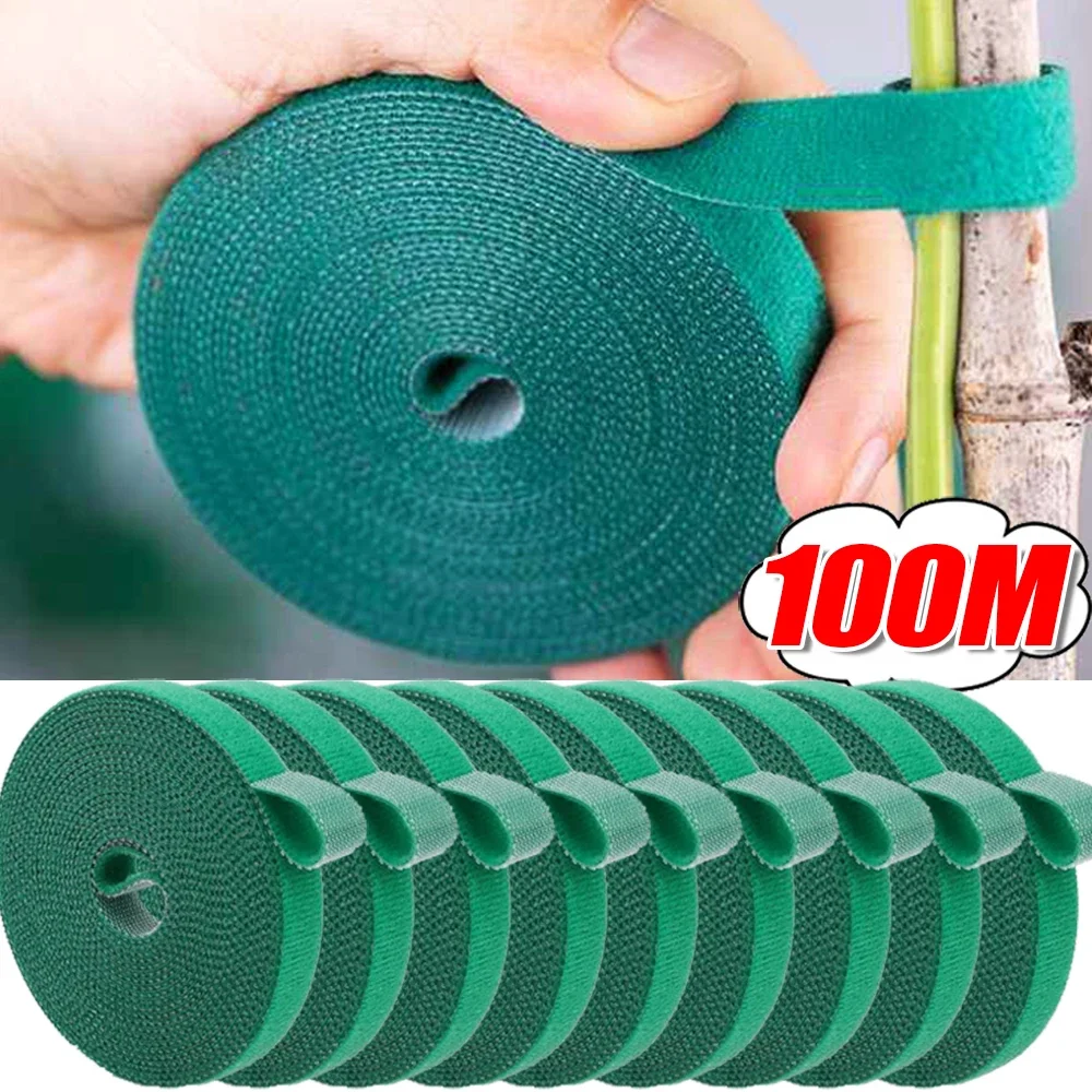 Verstellbarer Nylon-Kabelbinder für Pflanzen, selbstklebend, für grüne Pflanzen, Hakenschlaufenunterstützung, Gartenschnur, Verband, wiederverwendbare Verschlussbandstreifen
