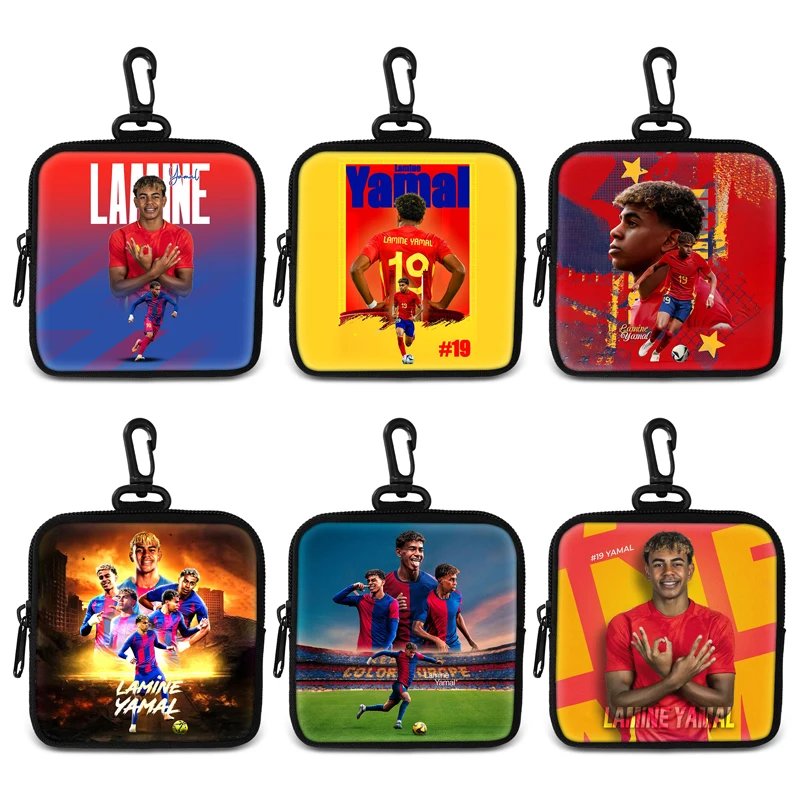 L-Lamin Yamal Money Coin Purse with Key Ring Pocket Purse headphone bag Football Star storage bag Credit Card Holoder Man Women