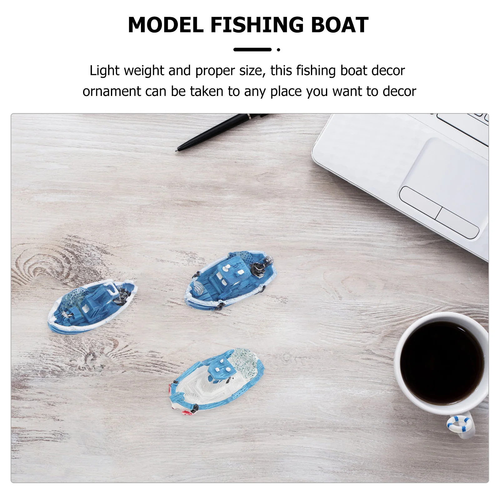 6 قطعة قارب صيد البحر الأبيض المتوسط الصغير نماذج الراتنج المصغرة حية اللون خفيفة الوزن قارب ديكور للمنزل الصغير
