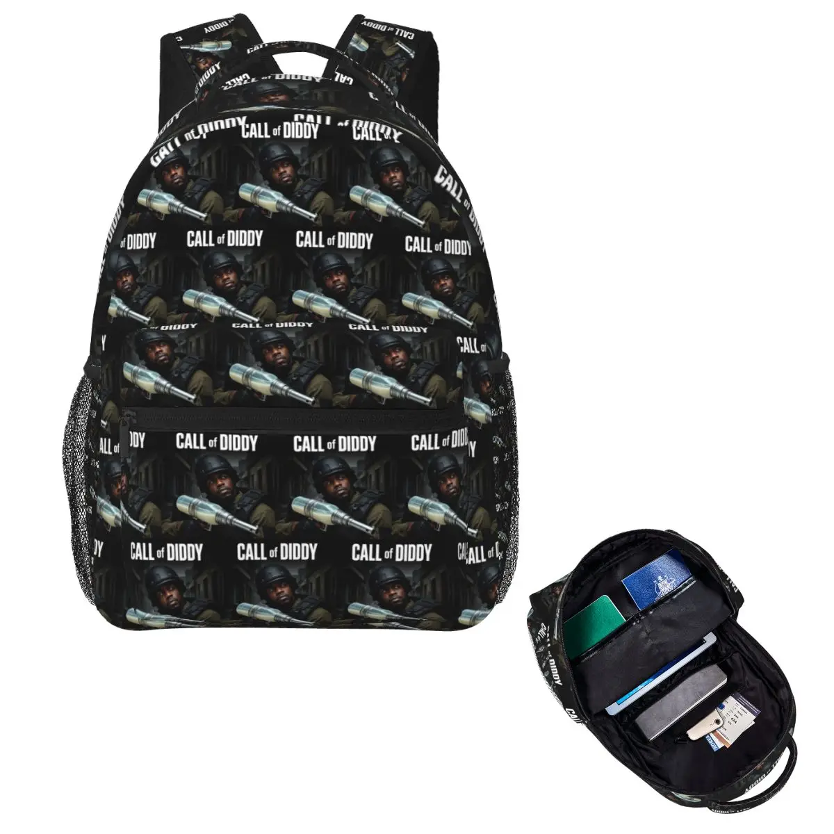 Call Of Diddy Parody Meme Gamer Student Backpack School Bag Hiking Travel Daypack for Boys Girls Fashion Bookbag Shoulder Bags
