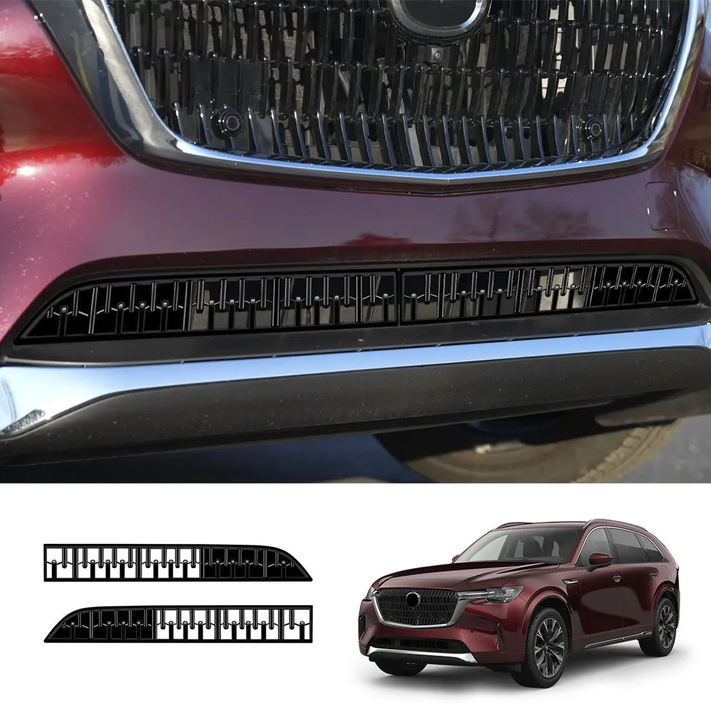 

Для Mazda Cx90 Cx-90 2024 2025 ABS черный передний бампер нижняя средняя сетчатая решетка декоративная крышка накладка наклейка аксессуары