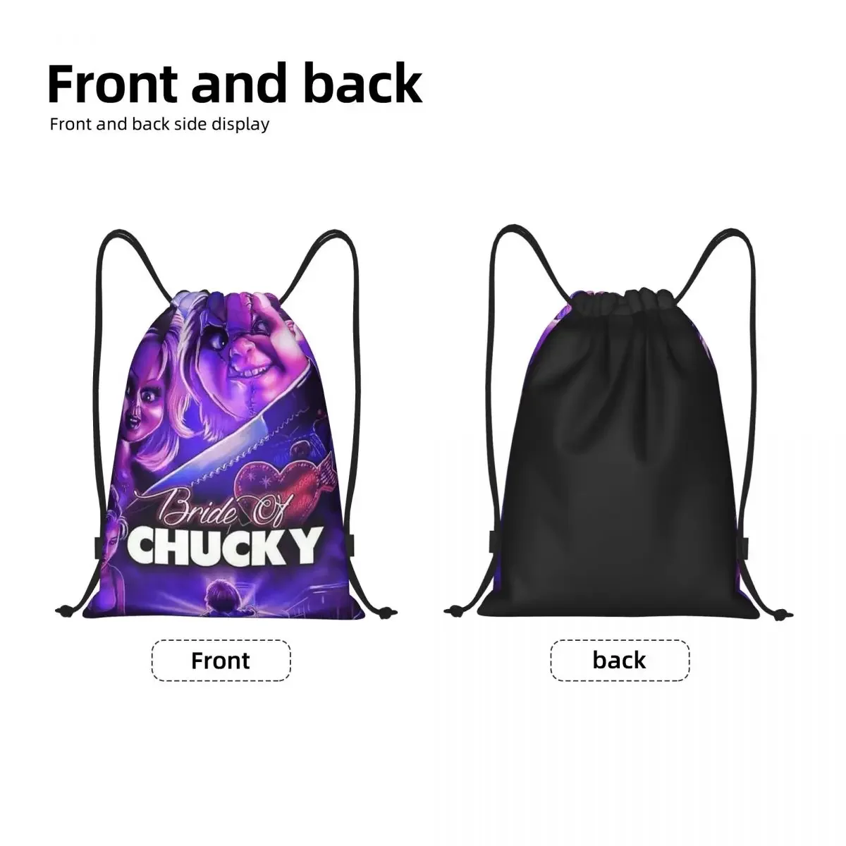 Custom Bride Of Chucky Drawstring Bags for Training Yoga Backpacks Men Women Horror Movie Sports Gym Sackpack