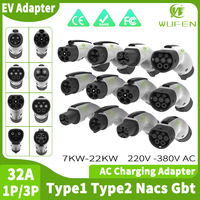 WUFEN For 4 Standard EV Charger Adapter Type 1/Tesla to Gbt Converter 7kw Type 2/gbt to J1772 Adapter 32A Electric Car Charging