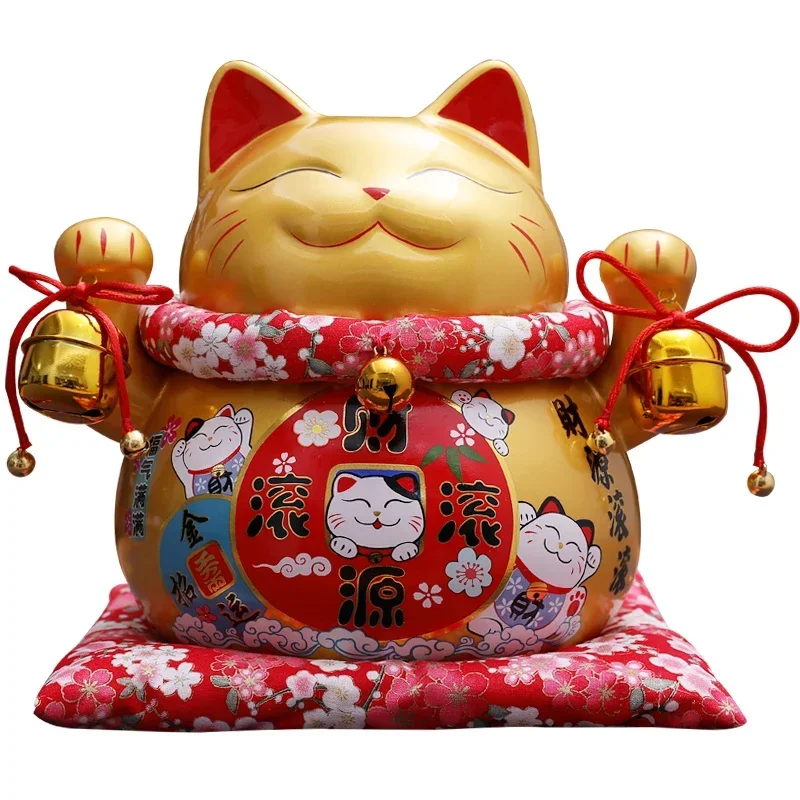 Golden Ceramic Maneki Neko Home Decoration Ornament Fortune Lucky Cat Money Box Piggy Bank Figurine Feng Shui Decoration Figure