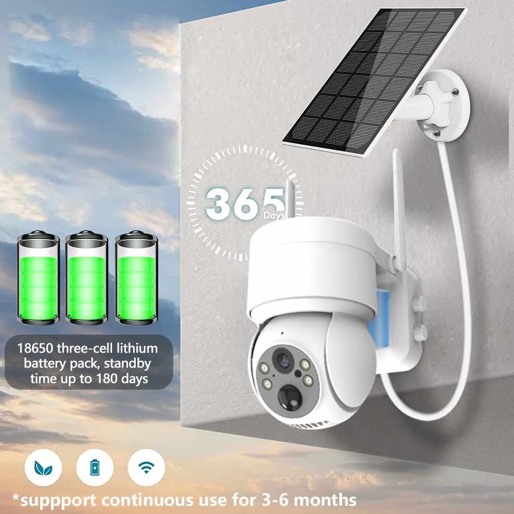 

4MP WiFi Solar Camera HD Wireless Surveillance IP Cam with Solar Panel 4X Zoom Human Detection 7800mAh Recharge Battery CCTV