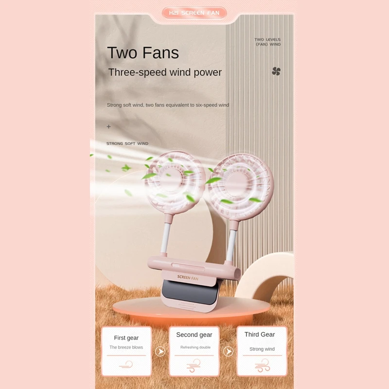 Portable Fan Screen Fan For Office Students Classroom Dormitory Hanging Screen Usb Electric Dual Fan