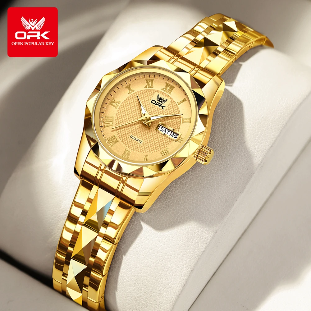 

Женские Водонепроницаемые кварцевые часы из нержавеющей стали с отображением даты и недели