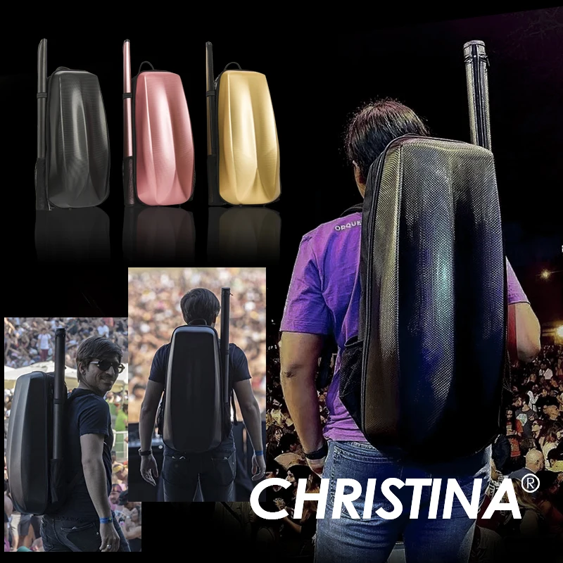 CHRISTINA Violin Bag Violin Case Carbon Fiber Semi-hard Travel Backpack with Separate Bow Tube 4/4-3/4 Size Double Layer Space