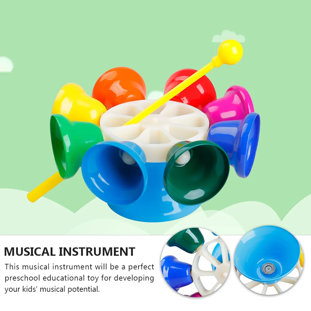 Rotating Bell Rhythm Handbell Instrument Toy Clock Musical Eight Tone Kids Educational Toys