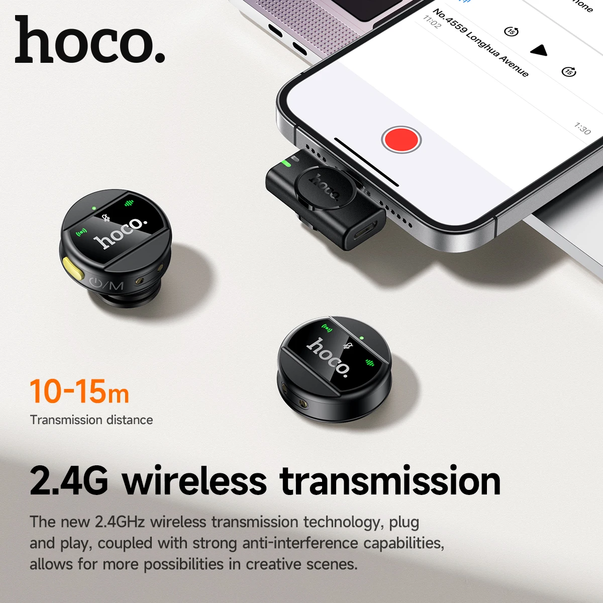 HOCO L22 2-in-1 Wireless Digital Microphones Magnetic Lavalier For iPhone Type-C Samsung Smart Mobile Phone TK Audio Live Device view 5