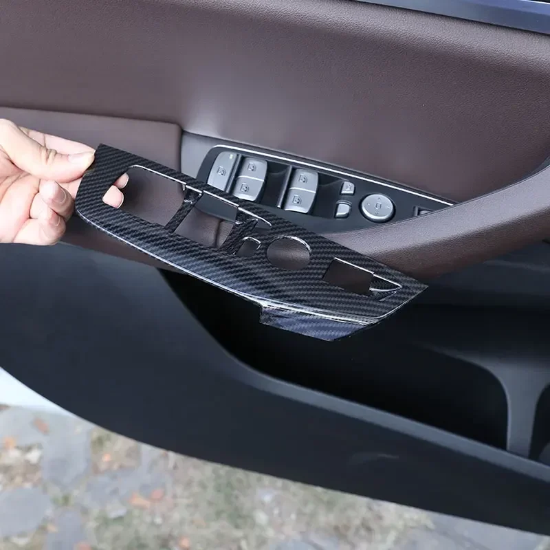 LHD Car-Styling ABS Carbon Fiber Texture Door Window Switch Control Panel Frame Cover Trim For BMW X3 G01 BMW X4 G02 2018 -2023