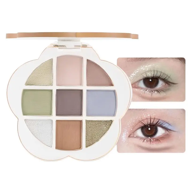 Paleta de sombra de ojos de maquillaje, 9 colores, paleta de sombra de ojos difusora, paleta de sombra de ojos de larga duración, paleta de sombra de ojos mate y brillante